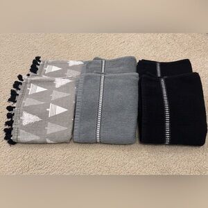 Set of Green and Black Textured Towels Plus Two Christmas Tree Towels.